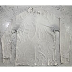 Fabletics Quarter Zip Pullover Mens Large Off White Long Sleeve Athleisure